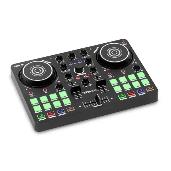 Vonyx Spin200 DJ controller - Tweekanaals DJ deck - Met Virtual DJ LE software - 16 Performance pads